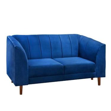 Imagem de Namoradeira Living Camel 2 Lugares Via Encanto Veludo Azul