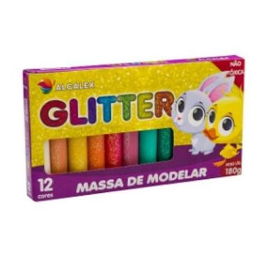 Imagem de Massa de modelar Massinha com Glitter 12 cores Não tóxica - NoBrand, 1