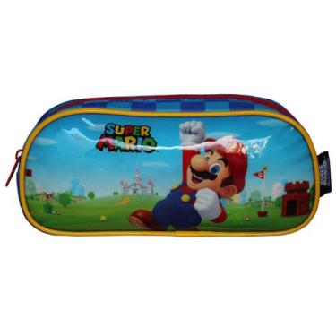 Imagem de Estojo Escolar Infantil Juvenil Gamers Super Mario World - LUXCEL, Azu