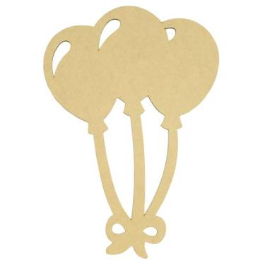 Imagem de Pacote Com 5 Aplique Decoração de Parede Bexiga 27x40 Laser Mdf Madeir