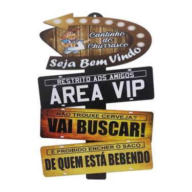 Imagem de Placas Decor Cantinho do Churrasco com 3 Plaquinhas 20x30 Mdf Adesivad