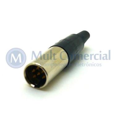 Imagem de Conector Mini XLR Macho Solda Fio Para Cabo 6 Vias - WTN-11-1328/6P - 