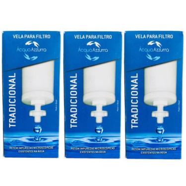 Imagem de Kit 3 Vela Filtro De Barro Tradicional Embalagem Reforçada - Acqua Azz