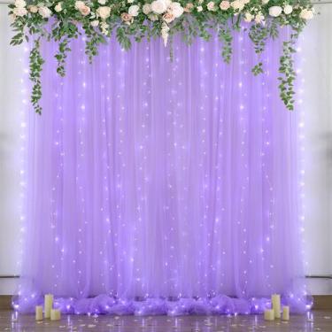 Imagem de Cortina de Fundo Suppromo Lavender Tule com Luzes LED - 3x2,4m