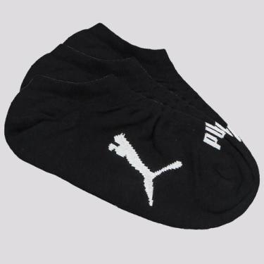 Imagem de Kit Meia Puma Sapatilha 3 Pares Feminina Preta, 34-39