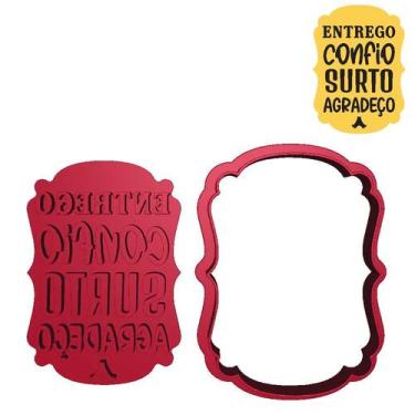 Imagem de Cortador Marcador Entrego Confio Surto Agradeço - DOCE IMPRESSO,  9cm