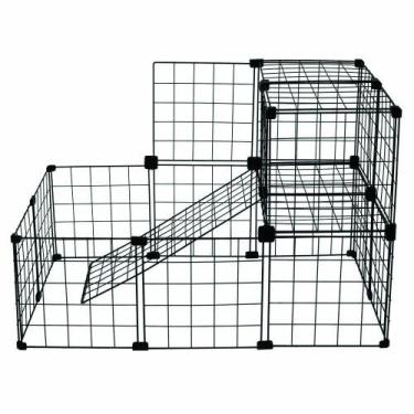 Imagem de Cercado Aramado Porquinho da Índia 2 Andares Com Teto 60x90x60cm Preto