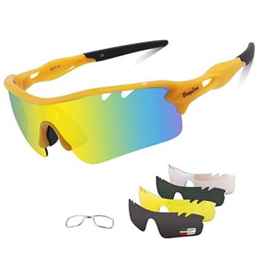 Imagem de Óculos de sol esportivo polarizado, masculino e feminino, com 5 lentes intercambiáveis para corrida, beisebol, golfe, ciclismo e outras atividades