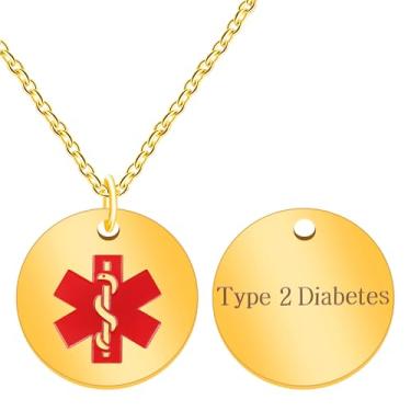Imagem de Zircobic Colar de identificação médica de aço inoxidável personalizado, joia de identidade de alerta de doença à prova d'água simples e prática para homens e mulheres YA4678, Adjustable, Aço