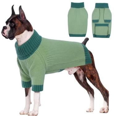 Imagem de OUOBOB Suéter para cães, suéteres para cães de tamanho grande para meninas, meninos, suéter térmico de malha de gola rolê, suéter de Natal feio para cães, suéter quente de inverno roupas de tricô