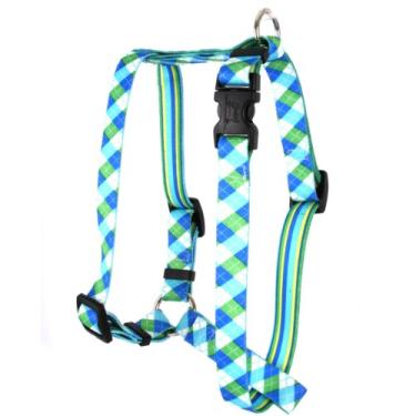 Imagem de Yellow Dog Design Peitoral para cães estilo romano Argyle azul e verde, grande