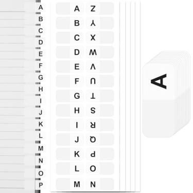 Imagem de OIIKI 364 peças de abas brancas do alfabeto, adesivos de alfabeto de A a Z, 26 letras, índices de abas alfabéticas, adesivos de etiqueta de alfabeto escolar para livros, dicionário, notas, arquivo -