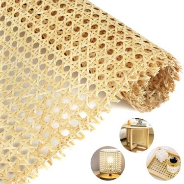 Imagem de Rolo de correias de cana de vime natural 61 cm de largura x 9 cm de comprimento, material de cana de vime para cadeiras e armários, kit de reparo de vime de malha aberta para projetos domésticos e