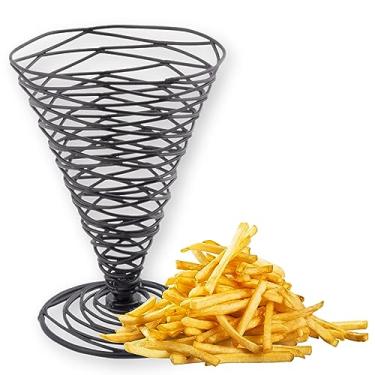 Imagem de Cesta de cone de aperitivo de metal revestido preto Artisan - 11 cm x 16 cm