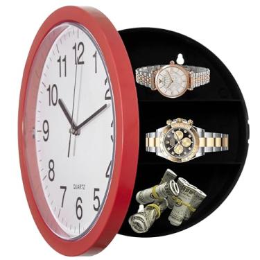 Imagem de Clockswise Relógio de parede de 25,4 cm com porta de armazenamento oculta, cofre elegante para objetos de valor com compartimento interior secreto - Caixa de desvio para cozinha, decoração de sala de