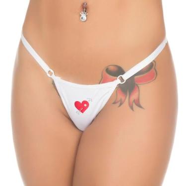 Imagem de Calcinha Fio Dental Aplique Pimenta Sexy Branca Calcinha Fio