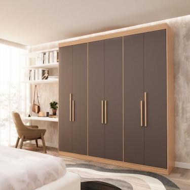 Imagem de Guarda Roupa Casal 6 Portas Lugano Mdf Cedro/Cinza