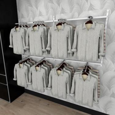 Imagem de Arara de roupas closet quarto com 15 peças cremalheira 200x100 cm cor 