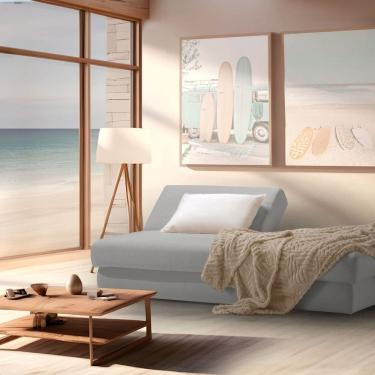 Imagem de Sofá Cama Easy 3 Lugares 208cm com Baú e Tecido Linho 1431 Cinza Claro