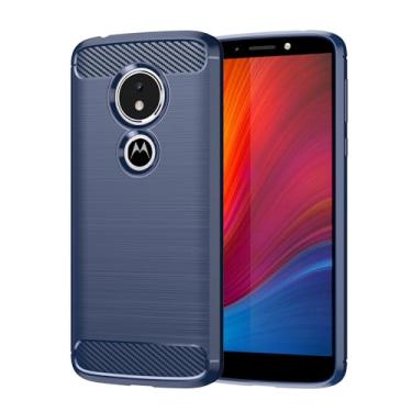 Imagem de GTBDEKI Capa para Moto G6 Play, Motorola E5, capa traseira de silicone fino à prova de choque de fibra de carbono para Motorola Moto G6 Play azul
