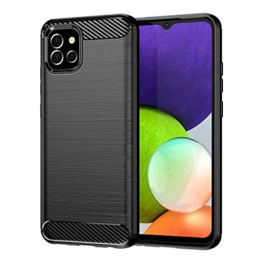 Imagem de GTBDEKI Capa para Galaxy A04e, capa para Samsung A04e 4G SM-A042F, capa traseira de TPU macia de silicone à prova de choque de fibra de carbono para Samsung Galaxy A04e preta