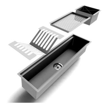 Imagem de 77,5 Cm Calha Organizador De Louças Pia Úmida Canal Inox - ClickForte