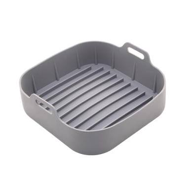 Imagem de Forma de Silicone Quadrada Com Alça Panela de Silicone para Microondas Forno e Air Fryer Fritadeira (Diversos, 20cm)