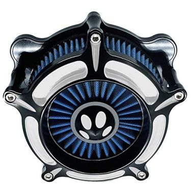 Imagem de Kit de limpeza de turbina de motocicleta de admissão de filtro de ar cromado com corte CNC para Harley Touring Street Glide 2008 - 2016 Softail 2016 - 2017 Fitment - C (azul)