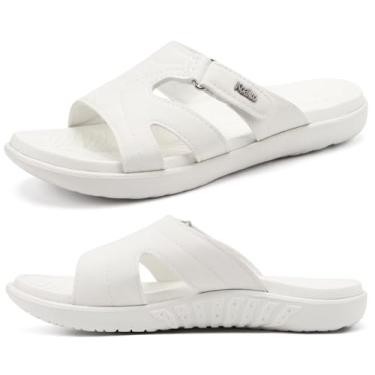 Imagem de KuaiLu Sandálias femininas modernas ortopédicas leves e atléticas para ioga com almofada grossa e palmilha ortopédica confortável para fascite plantar, Branco, 38