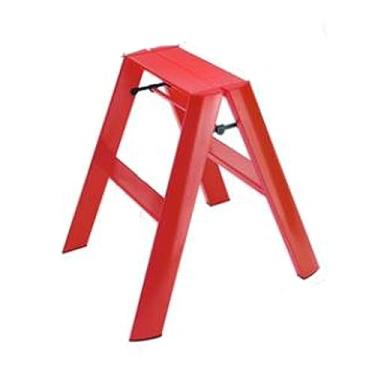 Imagem de Escada dobrável com 2 degraus, leve, dobrável, de liga de alumínio, com piso largo antiderrapante para uso doméstico, escritório, pintura, decoração, eletricistas, trocador de lâmpadas, banco dobrável