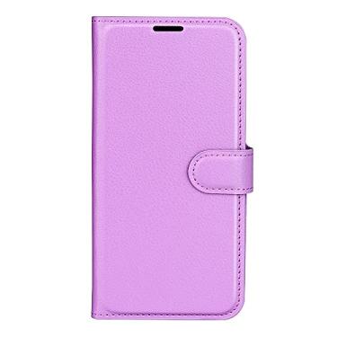 Imagem de XZDWH Capa de telefone para Realme 14 Pro 5G, couro PU com suporte para cartão de crédito, carteira fina flip com suporte, capa protetora (roxa)