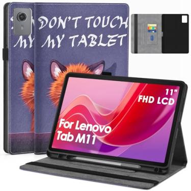 Imagem de DETUOSI Capa para tablet Lenovo Tab M11/Tab K11 LTE 11 polegadas 2024 TB-330FU/TB-330XU, capa fólio fina com suporte para caneta S, parte traseira de TPU macio, hibernar/despertar automático, suporte