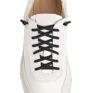 Imagem de VEILLEONG 2 pares de cadarços elásticos sem amarração para tênis, tamanho único para crianças e adultos, 02 pares, preto