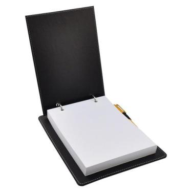 Imagem de Porta Bloco de Rascunho BERLIM em Couro Galvani, Preto