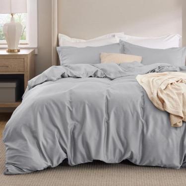 Imagem de Capa de edredom Bedsure Cooling King Size Prateado Cinza Algodão