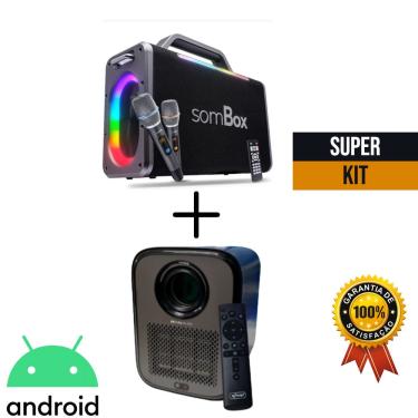 Imagem de Projetor de Imagens Multimídia - Sistema Operacional Android 9.0 + Caixa De Som Potente 200W RMS Bluetooth