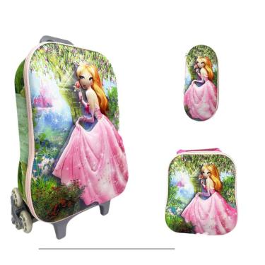 Imagem de Kit Mochila C/ Rodinhas E Lancheira + Estojo Princesa Ginger