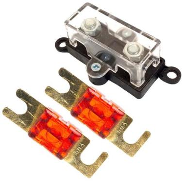 Imagem de Porta Fusível Caixa Acrílico Midi Pequeno e 2x Fusíveis Mini Faca Sola