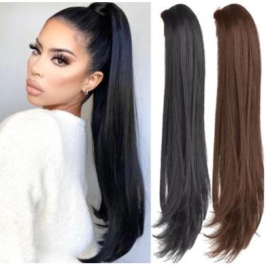 Imagem de Extensão Rabo de Cavalo Em Fita Liso 65cm Preto - Gm hair