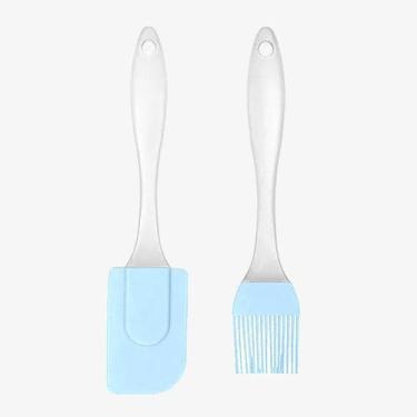 Imagem de Kit Casa Cozinha Espátula E Pincel De Silicone Cabo Acrílico - Em Casa