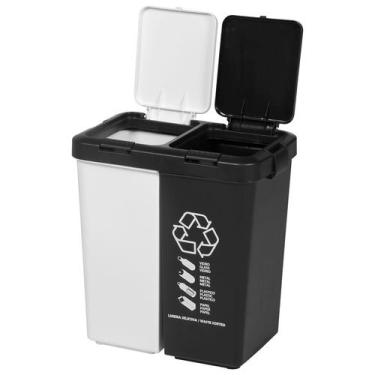 Imagem de Lixeira Dupla Cozinha Seletivo Reciclável Orgânico Oferta - B2u