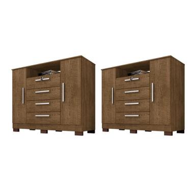 Imagem de Kit Com 2 Cômoda Madri 2 Portas 4 Gavetas Malbec Incorplac
