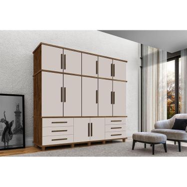 Imagem de Roupeiro Londres 5 Portas 6 Gavetas Com Sapateira Malbec Off White