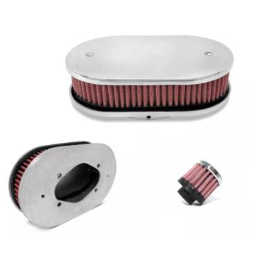 Imagem de Filtro De Ar Esportivo + respiro Carburador H34 Opala 4c 6c