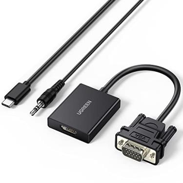 Imagem de UGREEN Adaptador de conversão VGA para HDMI 1080P VGA macho para HDMI fêmea [reverso não suportado] Sincronização de vídeo e áudio vem com cabo USB-C e cabo de áudio de 3,5 mm
