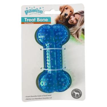 Imagem de Osso Porta Petisco Pawise P Azul  Brinquedo de Borracha para Cães Pequ