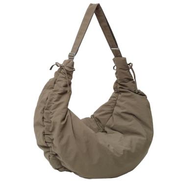 Imagem de Wilumi Bolsa feminina acolchoada de algodão macio de nylon grande com zíper, Verde militar, Small