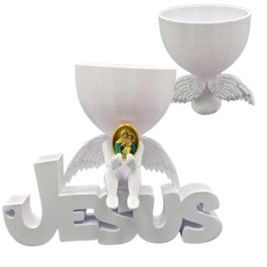Imagem de Anjinho da Guarda Santa Mãe Rainha Jesus 3d Decoração Vaso - Point da 
