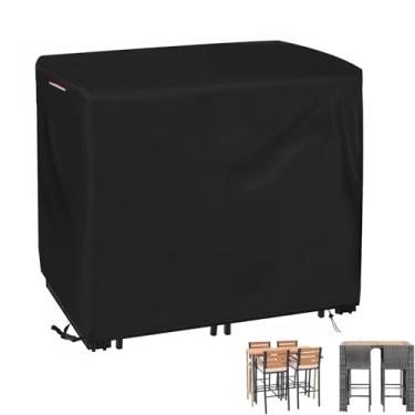 Imagem de Loenel Capa Para Conjunto De Mesa Bar Ao Ar Livre, Resistente À Prova D'Água Vime Móveis Bistrô 4 Pessoas - E Cadeiras Pátio 122 Cm C X 96 L 104 A