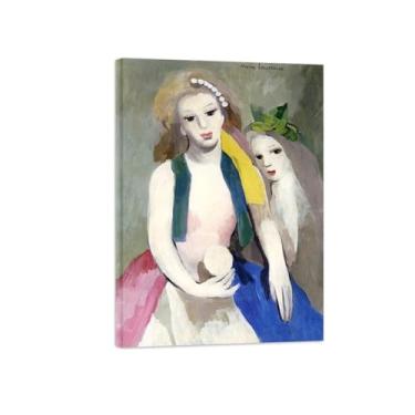 Imagem de MariIe Laurncin Impressões de arte de parede famosas em tela - Imagem moderna de decoração de parede para casa - duas jovens mulheres 3 reprodução de pintura pronta para pendurar tela embrulhada 20x30